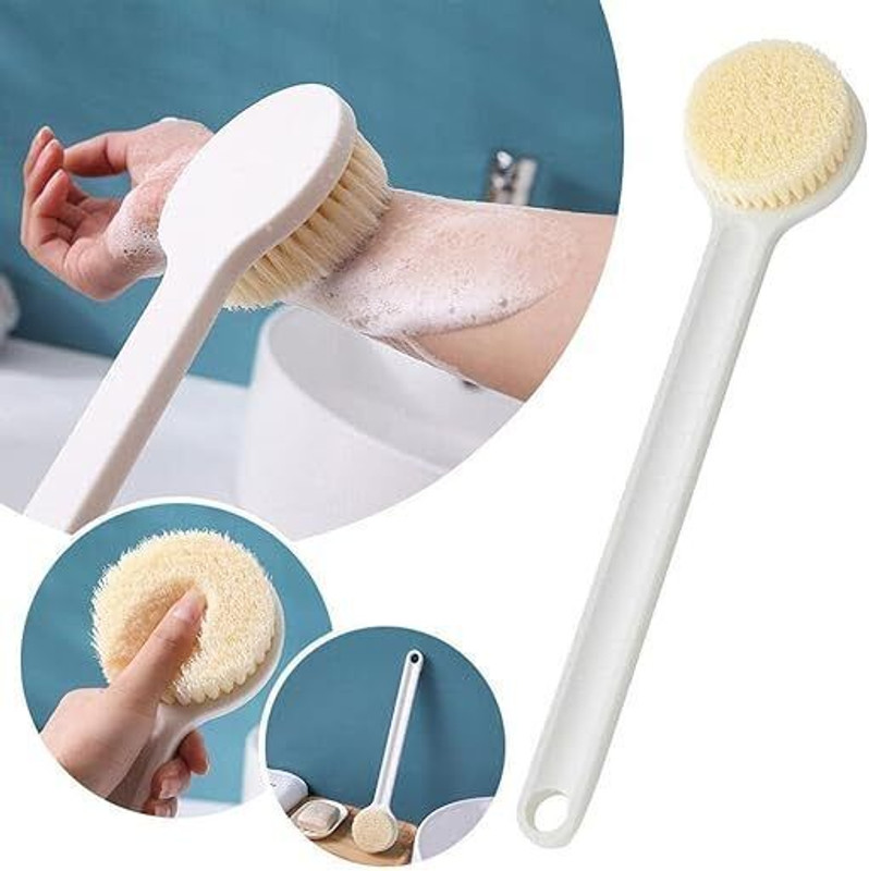 KVVTRADES Bath Body Brush with Soft Comfortable Bristles Long Handle ( WHITE BRUSH )