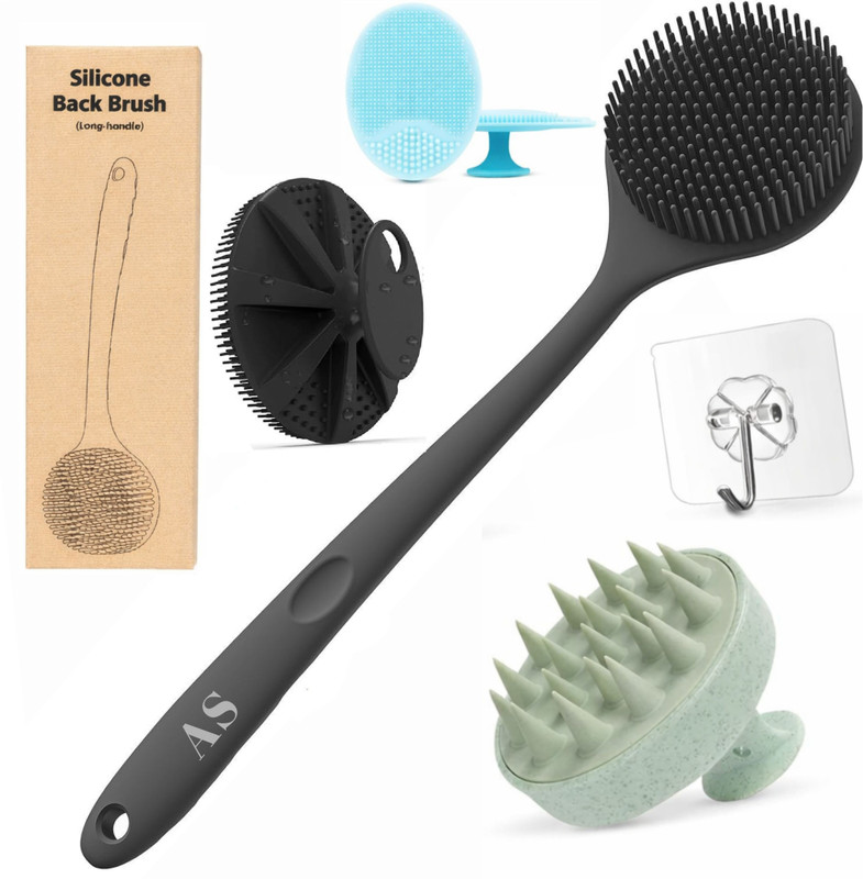 AS silicone body scrubber / scalp massager / face scrubber / bath brush / combo set