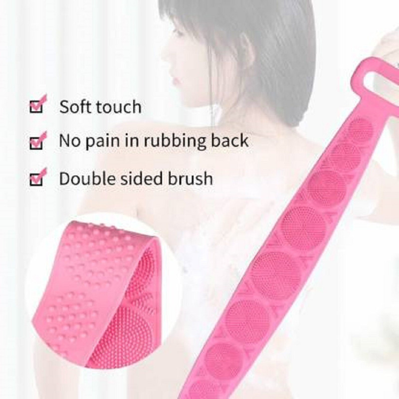 RadhaTex Silicone(PACK OF 2) Bath Body Brush, Long Body Back Scrubber for Shower