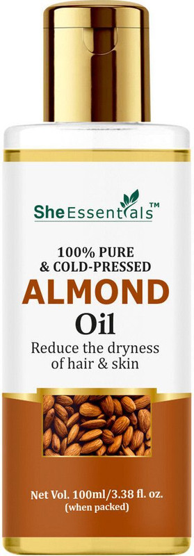 She Essentials Almond Oil Pure for Healthy Skin, Hair, Nails, Eyebrows, Scars, Lips Care(100 ml)