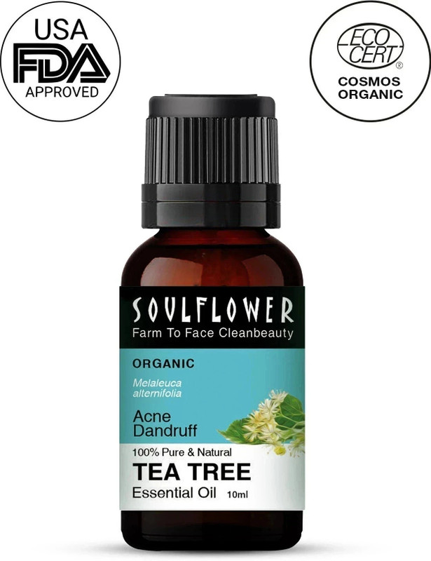 Soulflower Tea Tree Essential Oil | Hair Growth, Skin, Face Acne | Pure, Organic, Undiluted(10 ml)