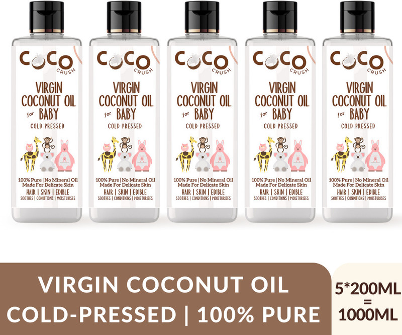 COCO CRUSH Virgin Coconut Oil for Baby Massage | Pure, Natural | Body, Hair |5*200 ml(1000 ml)