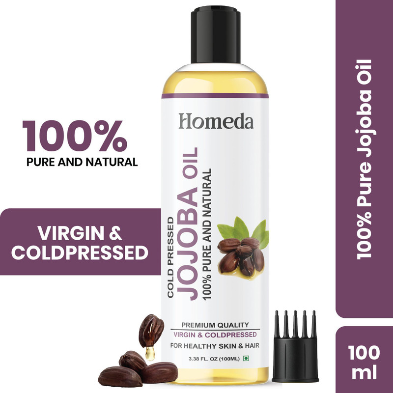 Homeda Cold Pressed Jojoba Oil for Face, Hair, Skin - 100% Pure, Virgin & Unrefined(100 ml)