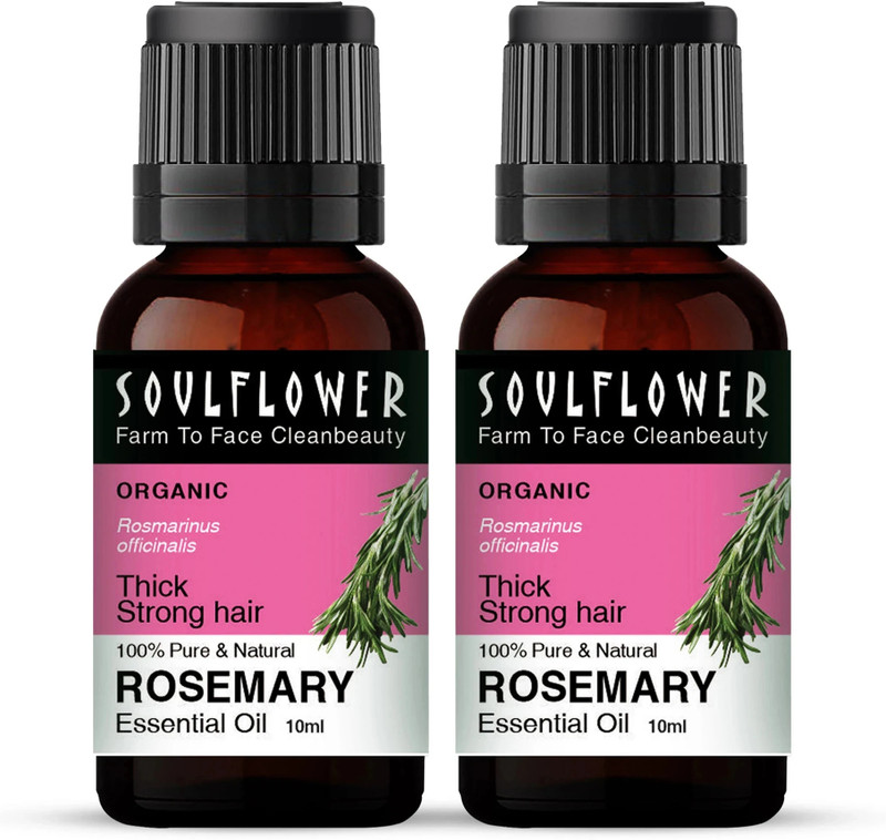 Soulflower Rosemary Essential Oil | Hair Growth, Skin | Pure & Organic | Combo Pack of 2(20 ml)
