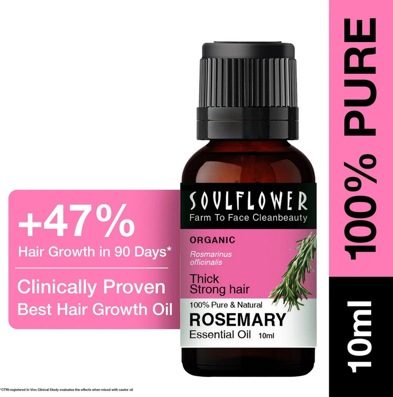 Soulflower Rosemary Essential Oil for Hair Growth, Clinically Proven, Fall Control(10 ml)