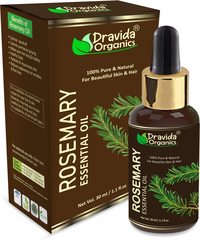 Dravida Organics Rosemary Essential Oil 100% Pure & Natural for Hair Growth, Skin, Anti Dandruff(30 ml)