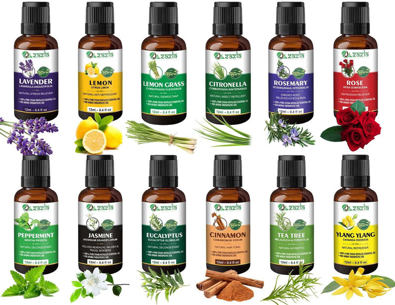 Zazla Essential Oil Lavender Rose Tea Tree Rosemary Jasmine Ylang Ylang(144 ml)