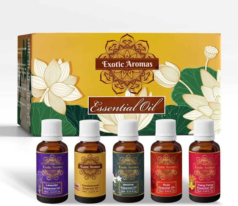 Exotic Aromas Essential Oil - Lavender, Sandalwood, Jasmine, Rose, Ylang Ylang (Pack of 5)(50 ml)
