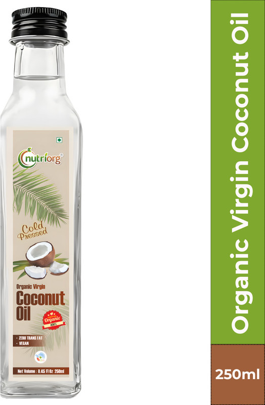Nutriorg Virgin Coconut Oil 250mL | 100% Organic & Pure, Cold Pressed(250 ml)