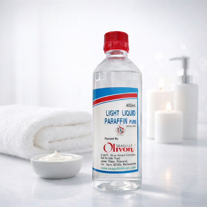 Seagulls Olivon Light Liquid Paraffin | Pure White Oil for Dry, Sensitive Skin | Rehydrates Skin(400 ml)