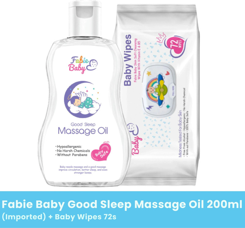 Fabie Baby Good Sleep Massage Oil (Imported) + Baby Wipes(200 ml)