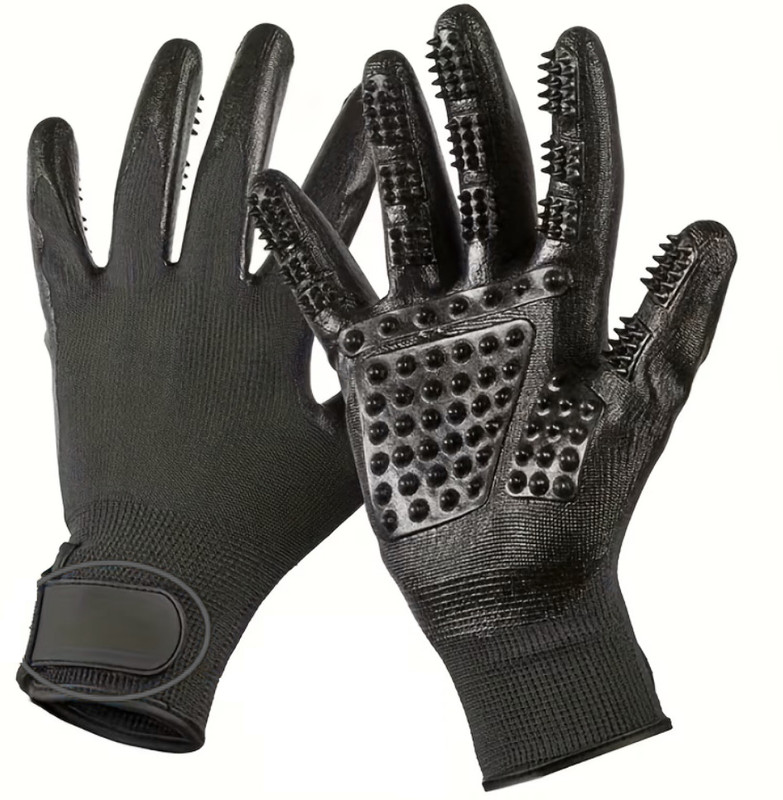 Onprix Deshedding Pet Grooming Washing Gloves Grooming Gloves for Dog, Cat, Cow, Horse(Blue, Black, Medium)