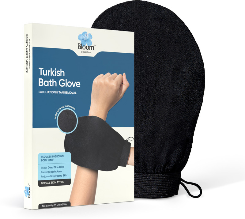 Bloom Turkish Gentle Exfoliating Bath Glove (1) | For Tan removal and Exfoliation