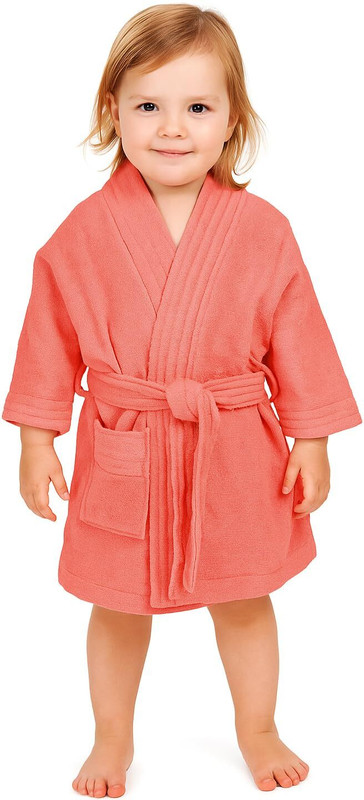 CREEVA Peachy Pink Small Bath Robe(Pack of 1 Towel / Bath Robe, For: Baby Boys & Baby Girls, Peachy Pink)