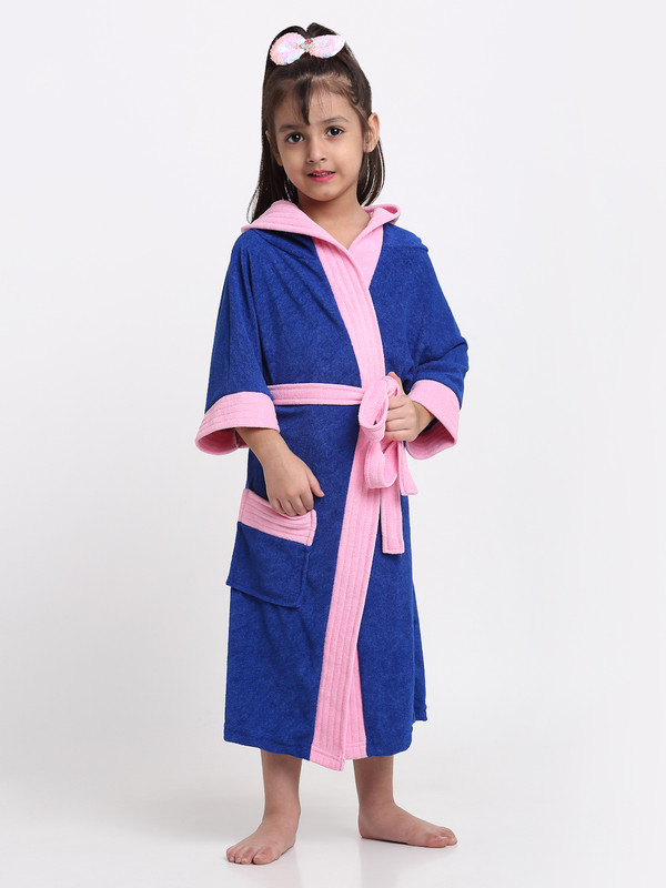 CREEVA Turkish & Pink 3XL Bath Robe(1 Kids Bathrobe, For: Baby Girls, Turkish & Pink)