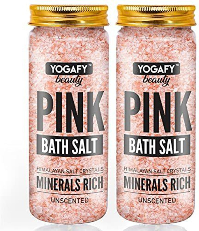 YOGAFY Himalayan Pink Bath Salt For Body Spa - PACK OF 2 (350g+350g) ||Jar Pack||(700 g)