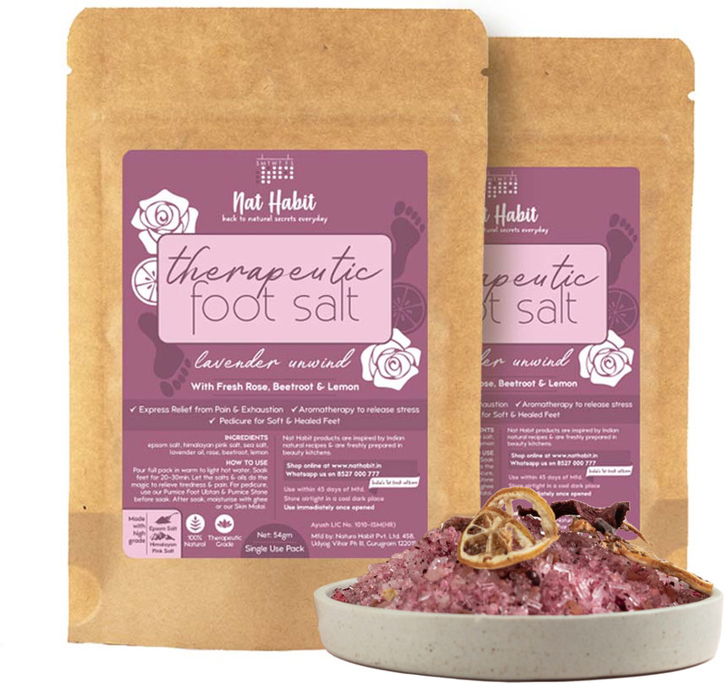 Nat Habit Fresh Lavender Unwind Foot Epsom & Pink Salt | Pedicure, Detox & Therapy(108 g)