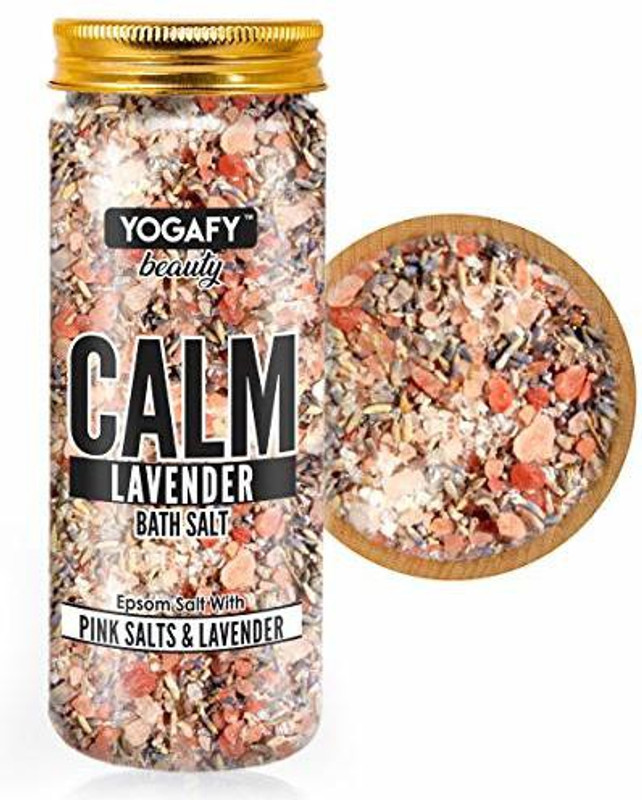 YOGAFY Calm (Lavender) Epsom Bath Salt with Pink Salt (300gm) ||Jar Pack||(300 g)