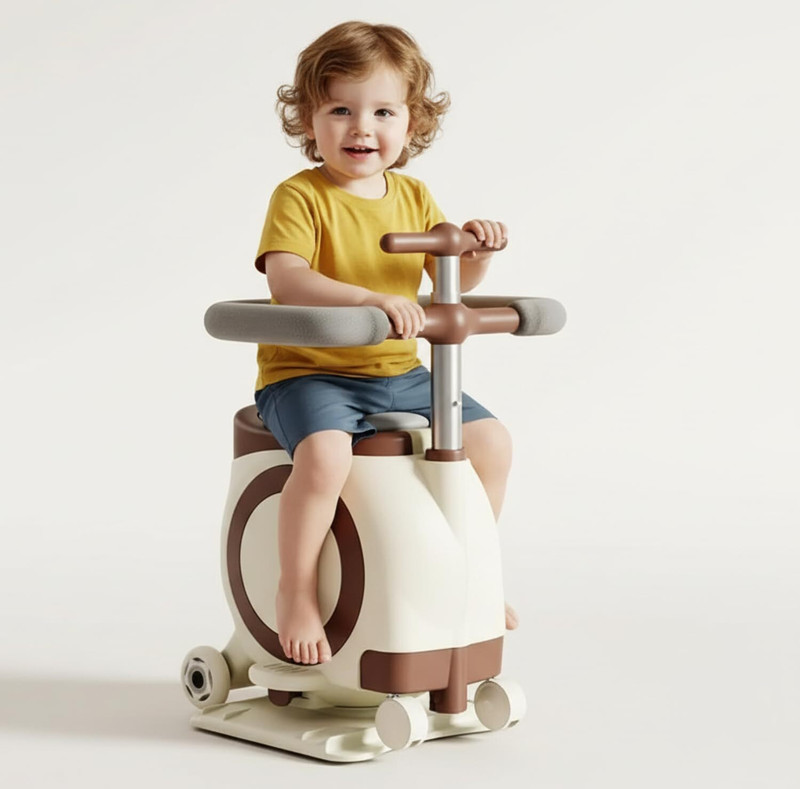 BHAJANSHREE Baby Ride On Toy Scooter | Kids Sit & Ride with Smooth Wheels & Grip Handle Baby Bath Seat(Beige & Brown)