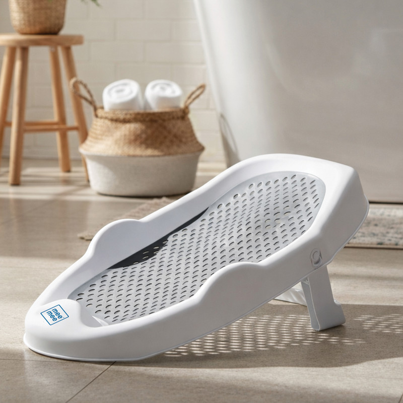 MeeMee Mini Spa Baby Bath Chair with Spine Support Gel Shield & Adjustable Recline Baby Bath Seat(Grey)