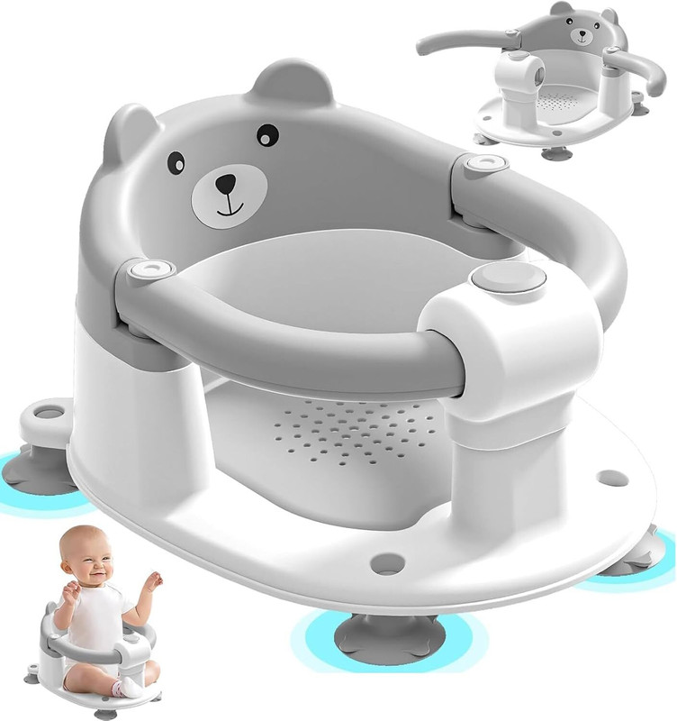 Clefairy Baby Bath Seat for Babies 6 Months & Up, Non-Slip Infant Toddler Baby Bath Seat(Grey)