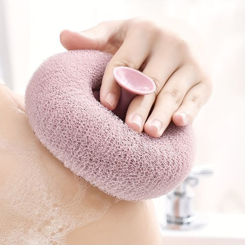 DAUMI Loofah for Bathing Sponge with Soft Silicone Massager And Exfoliating Scrubber