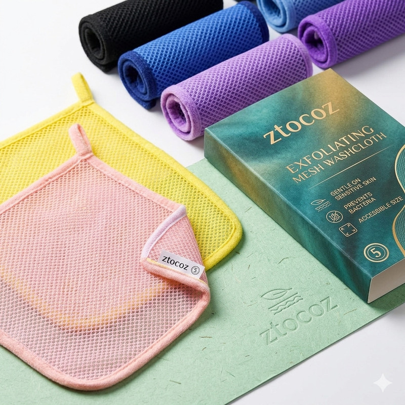 ZTOCOZ Exfoliating Mesh Washcloth 2 PCS – Body Scrubber for Smooth Skin Care