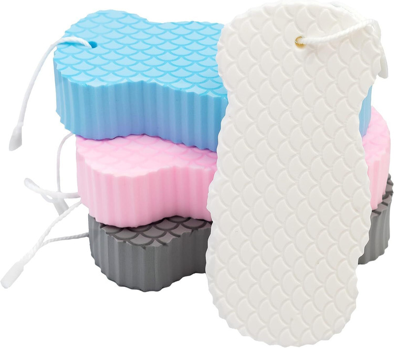 iweike Fish-Scale Pattern Exfoliating Bath Sponge for Gentle Deep Cleaning & Skin Care