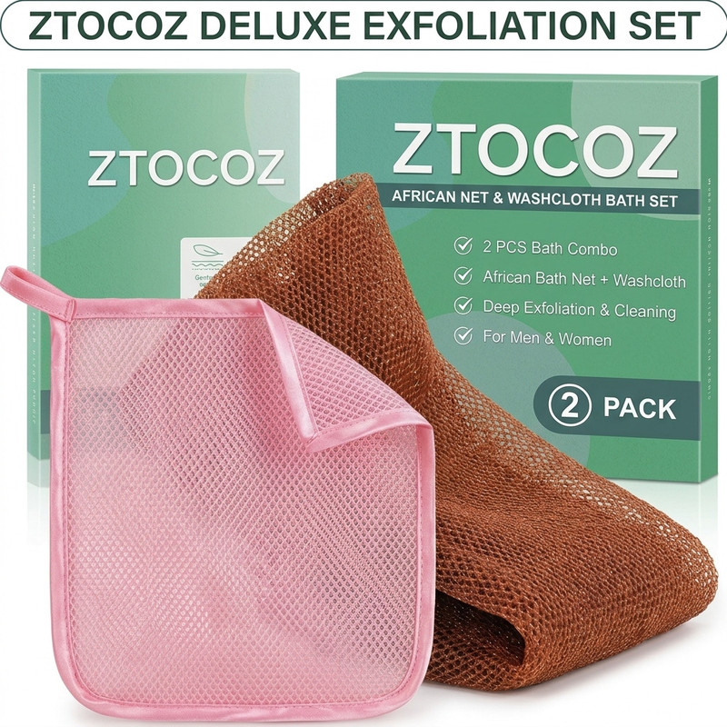 ZTOCOZ 2 Pcs Deep Cleansing Body Sponge, Quick Dry Nylon Mesh