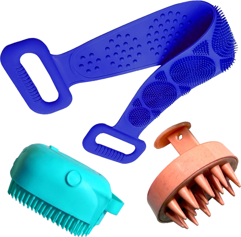 BathBliss Silicone Bath Scrub Belt, Body Brush & Scalp Massager