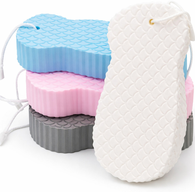 OPSUZY Pack of 2 Super Soft Exfoliating Bath Sponges for Kids & Adults