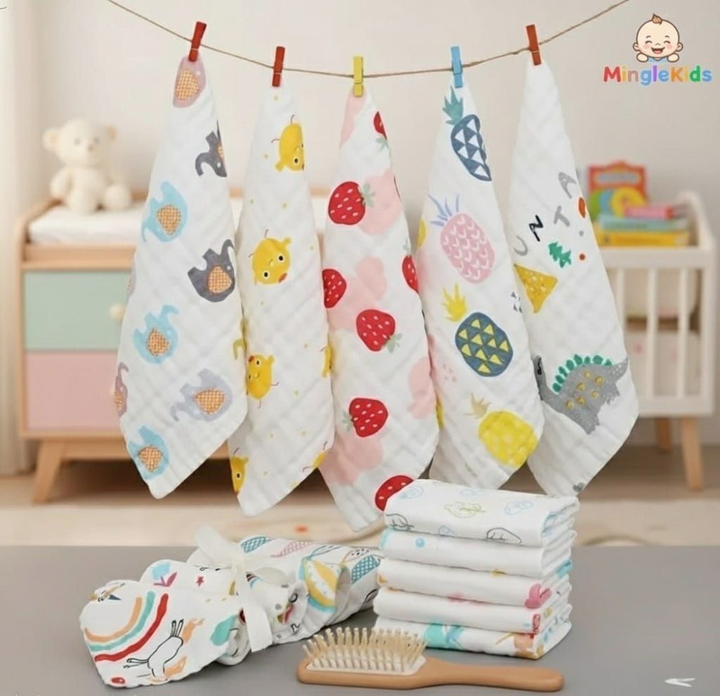 minglekids Cotton 500 GSM Bath, Face, Hand Towel(Pack of 5)