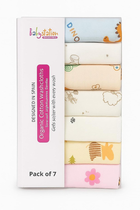 BABY STATION Cotton 350 GSM Face, Hand Towel Set(Pack of 7)