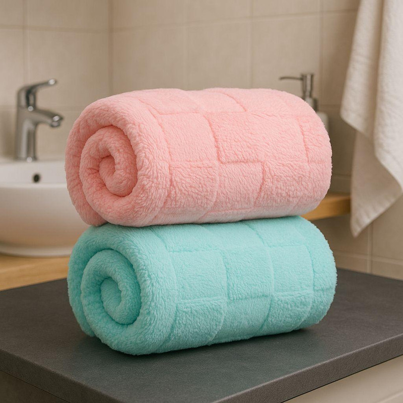 AKDC Microfiber 300 GSM Bath, Hair, Face Towel Set(Pack of 2)