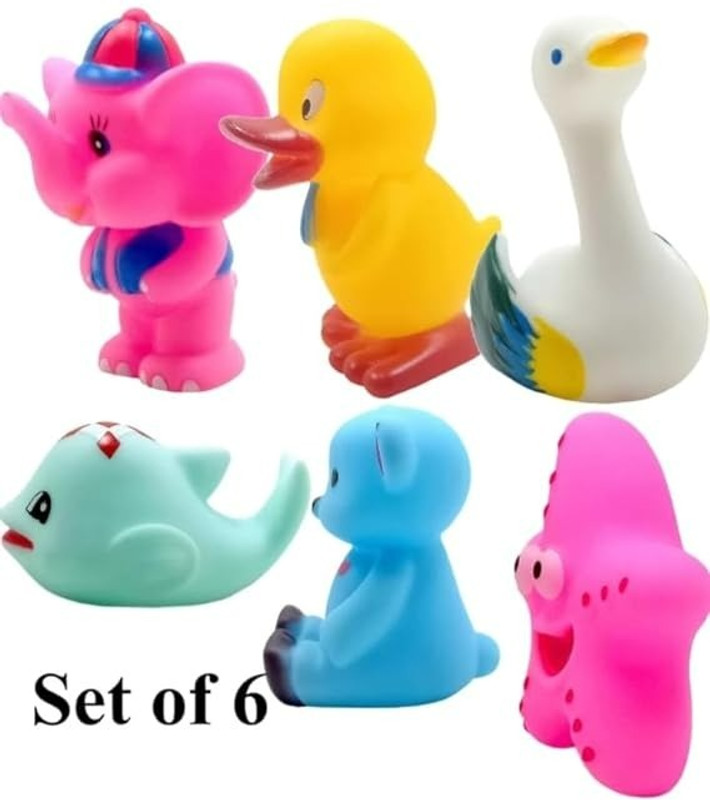 Deepthinker Cute Soft Rubber Float Squeeze Sound Baby Bath Toy(Multicolor)