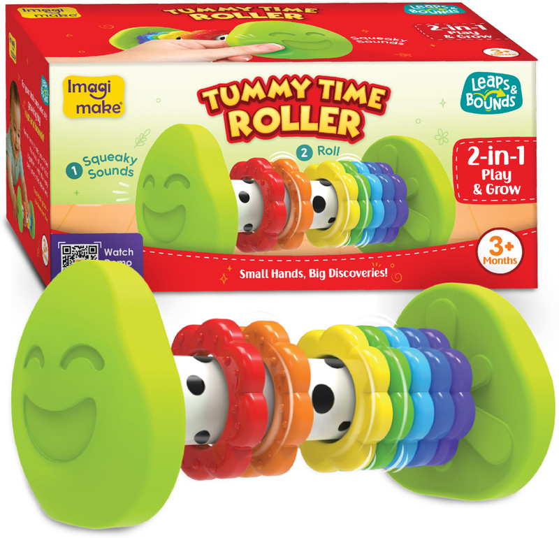 Imagimake Tummy Time Roller | Leaps & Bounds Baby Toys for 3+ Months Rattle(Multicolor)