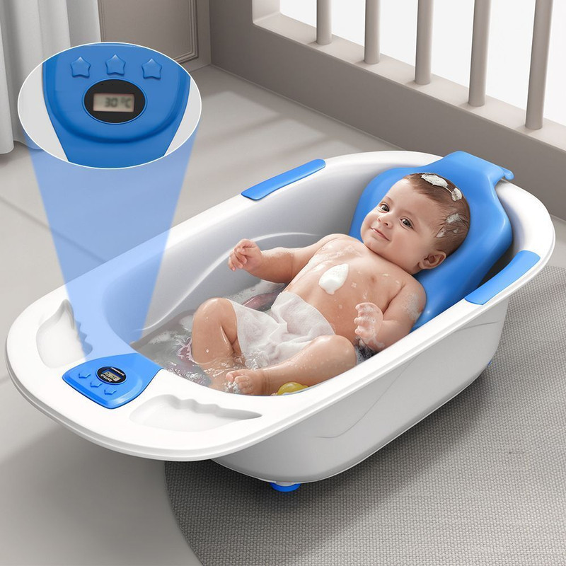 StarAndDaisy Bathtub & Bath Seat with Temperature Sensor | Baby Kids Bather chair(White, Blue)