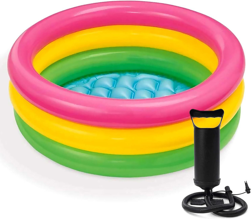 Kovea 4 Ft Round Swimming Pool Inflatable Sunset Glow Round Colourful Ring Pool Portable Tub Swim Floatation Belt