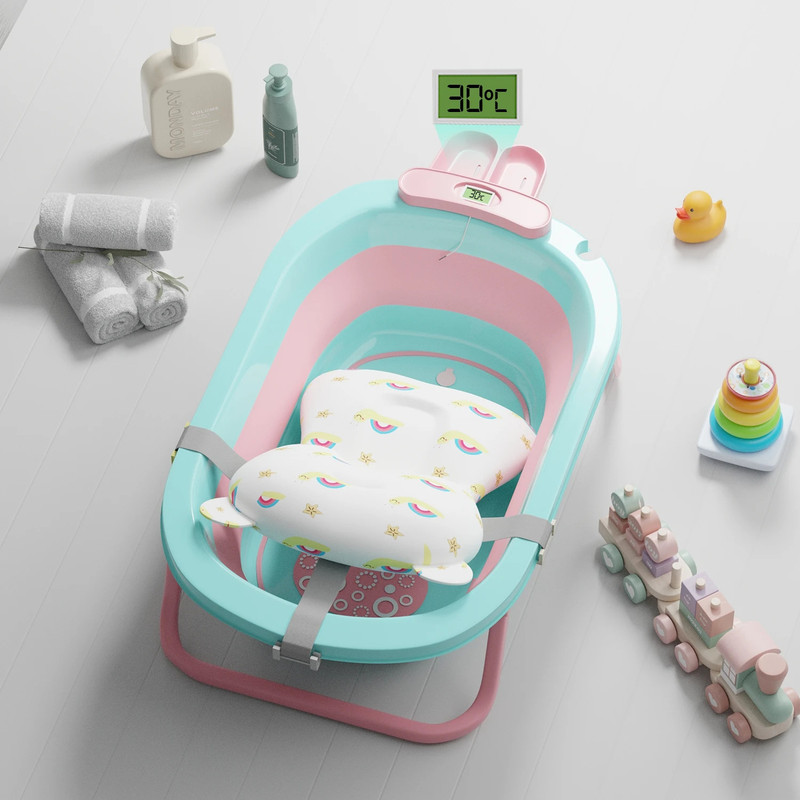 Lifelong LLBBT01 Baby Bath Tub for 0-3 Years with Padded Cushion & Thermometer(Multicolor)