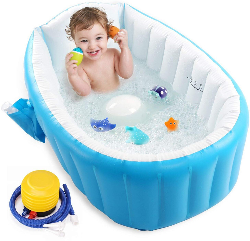 LONGMIRE Foldable Inflatable Baby Bath Tub With Air Pump, Portable Travel Bath Tub(Multicolor)