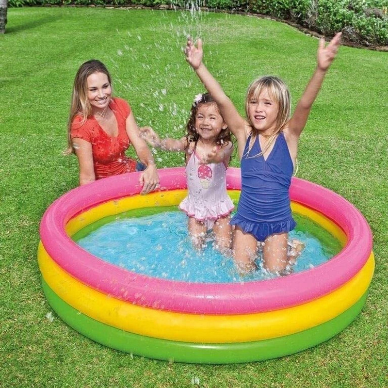 HouseOfCommon Inflatable Round Colourful Ring Baby Bathing tub for Kids Swimming Pool for Kids(Multicolor)
