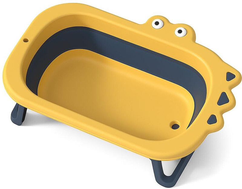 GUCHIGU Double Aqua Baby Bathtub with Cushion & Support Bar for Newborns to 3 Years(Yellow - Blue)