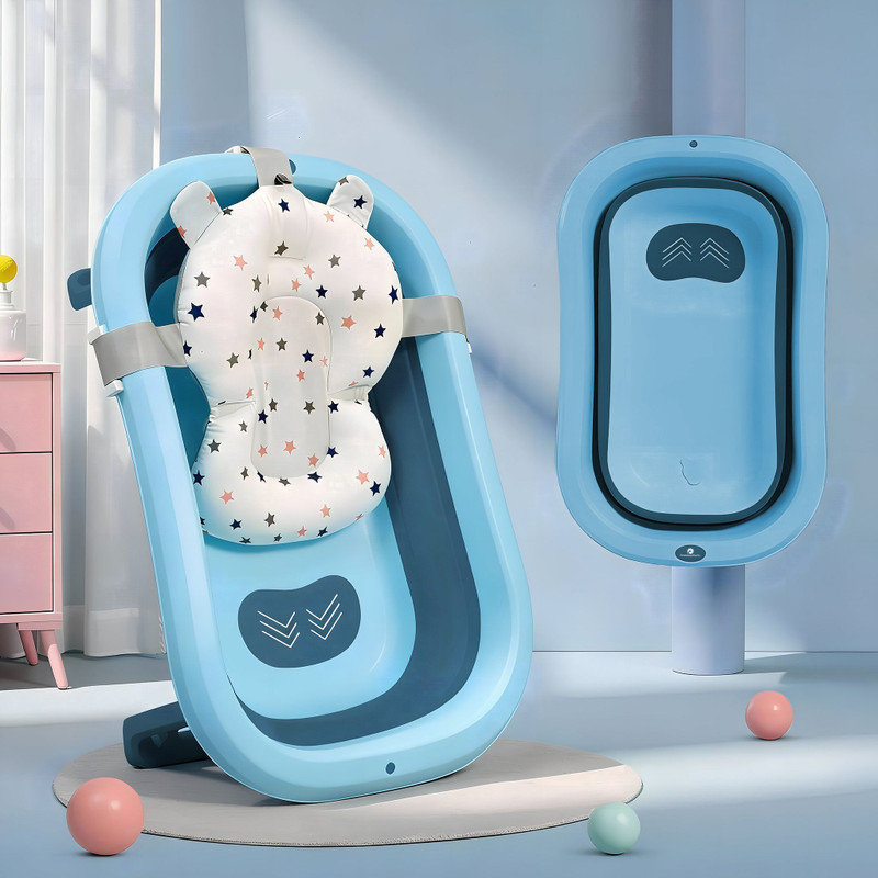 StarAndDaisy Foldable Infant Bath Tub with cushion, Newborn Toddler Bathing Support(Skyblue)