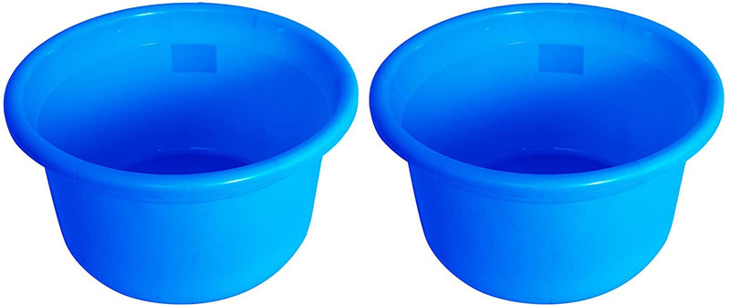 KUBER INDUSTRIES 2 Pieces Unbreakable Plastic Multipurpose Bath Tub/Washing Tub 35 Ltr (Blue)-KUBMRT11730(Blue)
