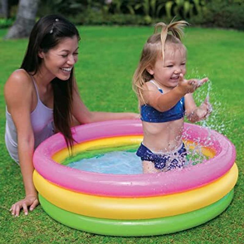 SMILE spreader Kids Bath Tub, 2 Ft (Multicolor), 24 Soft Ball, Duklin Family, Air pump(Yellow, Pink, Green)