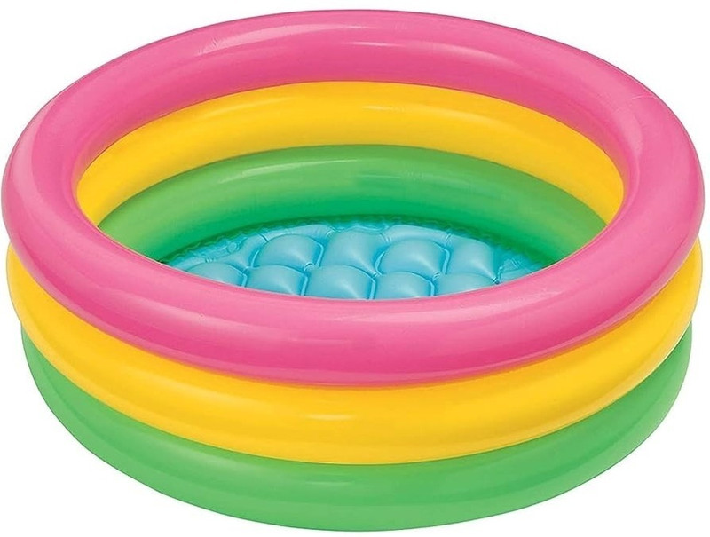 RRCollection 2 Feet Inflatable Baby Pool with 3 Round Rings for Kids(Multicolor)