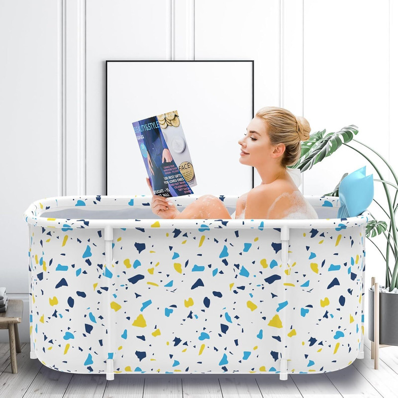 BHAJANSHREE Portable Foldable Adult Bathtub for Home Soaking Spa Tub Lightweight,Travel(White)