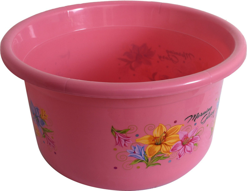 KUBER INDUSTRIES Flower Print Unbreakable Plastic Multipurpose Bath Tub/Washing Tub 25 Ltr (Pink)(Pink)