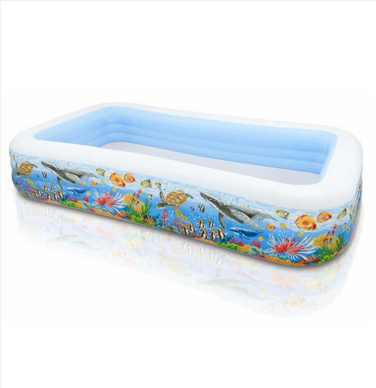 SUNNIFA Large Rectangular Inflatable Swimming Pool for Kids & Adults Family Outdoor(SEA ANIMAL THEME)
