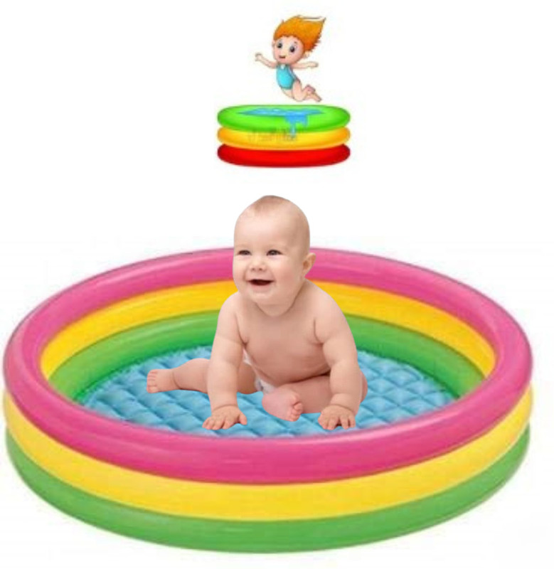 bazler Baby Pool Bath Water Tub for Kids Soft Inflatable Kid's, 3ft 0-5 Years 3 Feet 15(Multicolor)